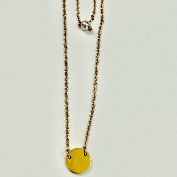 Layered Necklace - Pearl Over Moon- Gold-Plated - Picture 4 of 7